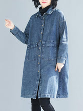Vintage Loose Long Jean Shirt Outwear
